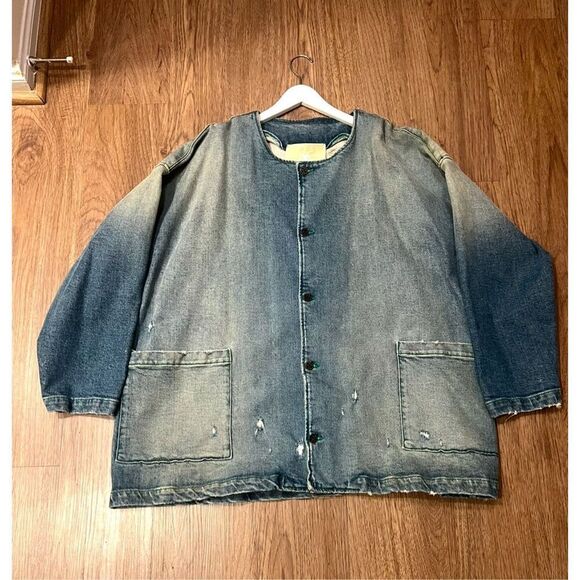 Cross Colours Denim Men’s Oversize Uniform Work Jacket - Vintage Blue Size L NWT - Picture 2 of 8